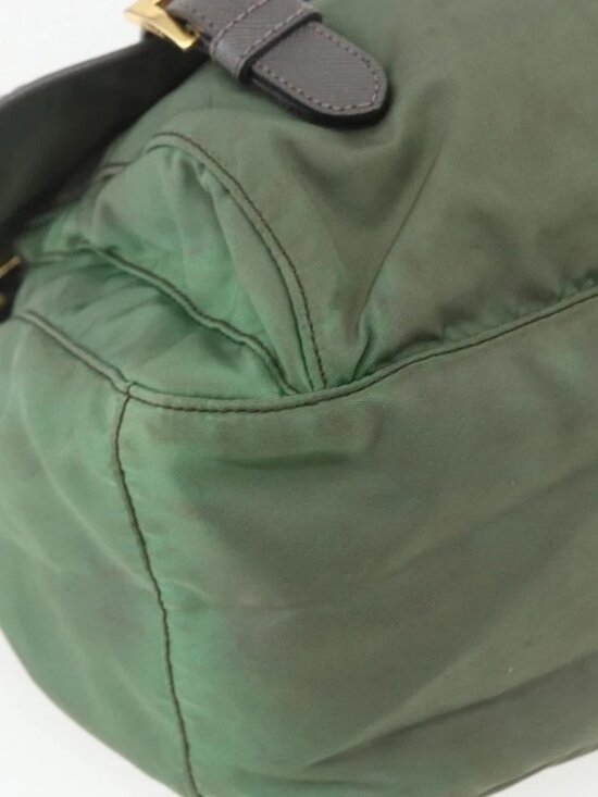 PRADA Shoulder Bag Nylon Green Gold Auth - Picture 11 of 16